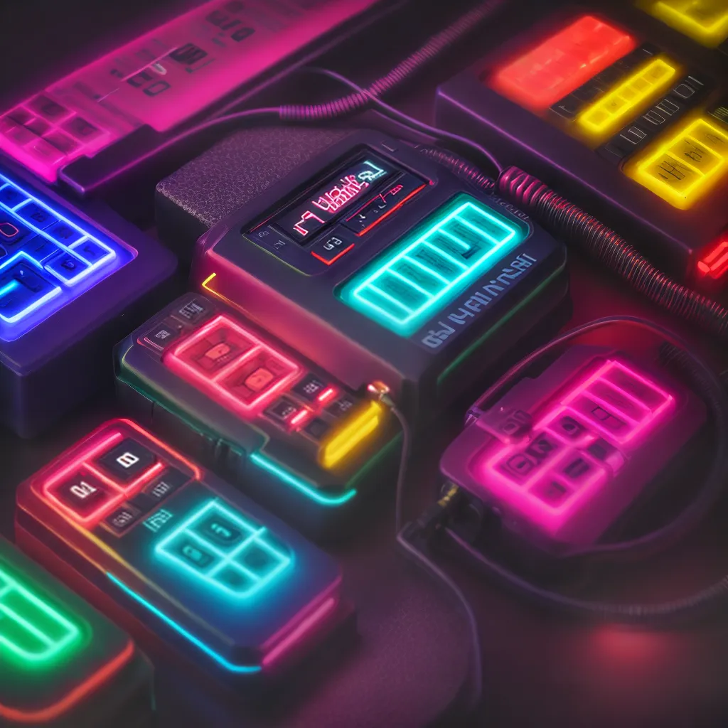 cassete retro neon synthpop vibrante