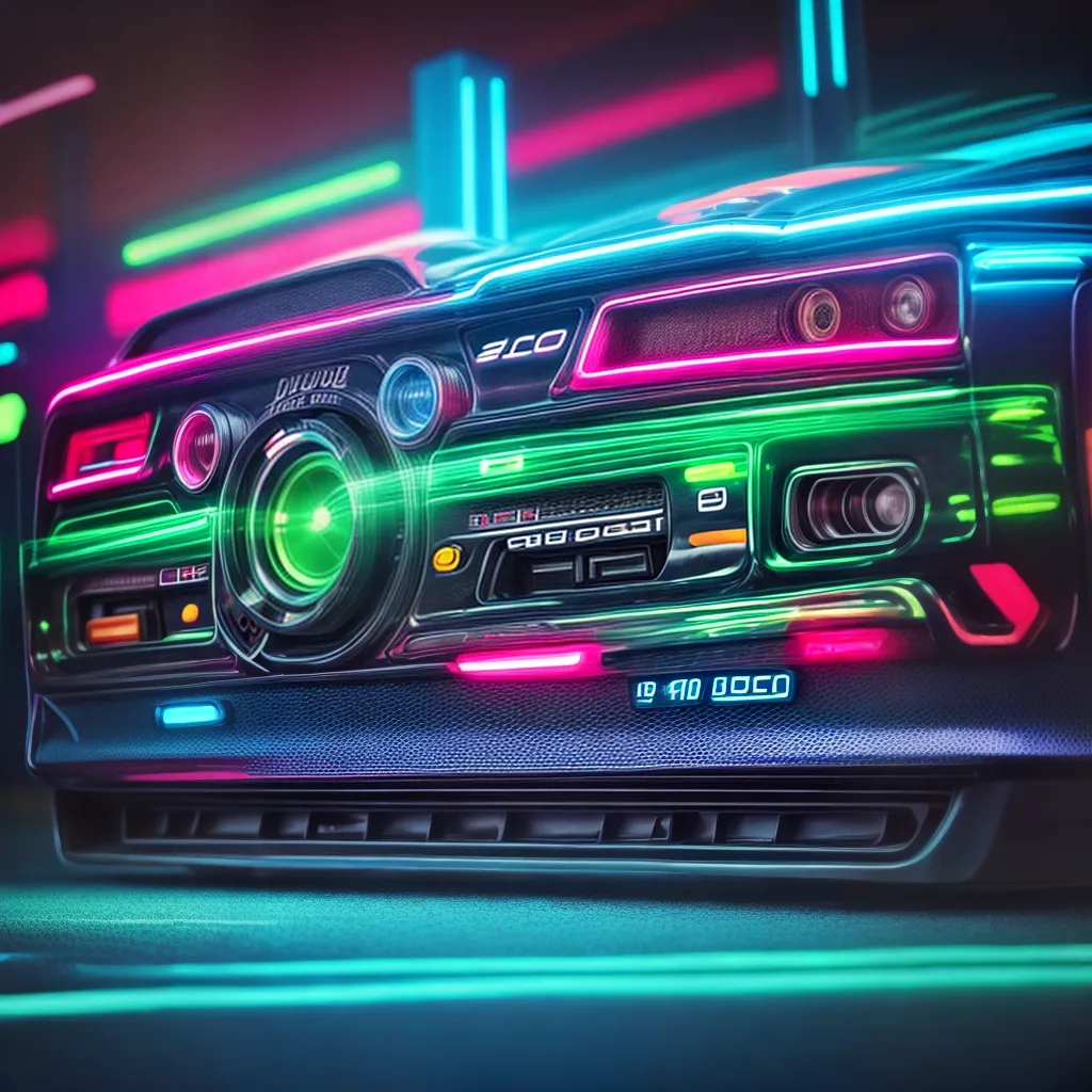 cassete retro luzes neon synthpop