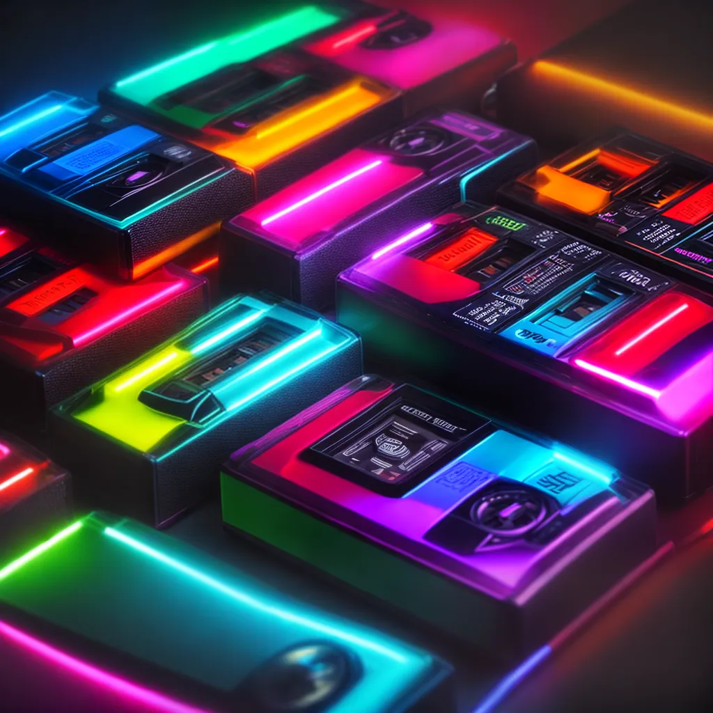 cassete neon synthpop retro wallpaper