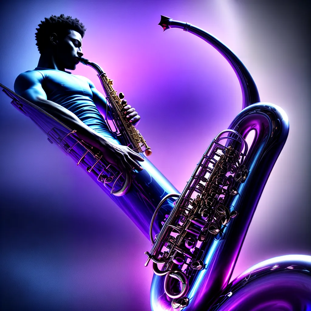 silhueta saxofonista fundo azul
