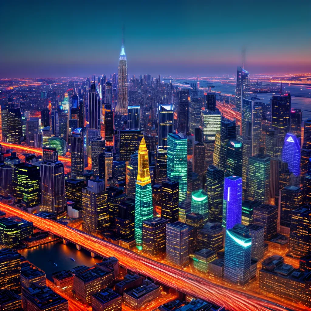 cidade futurista neon arranha ceus