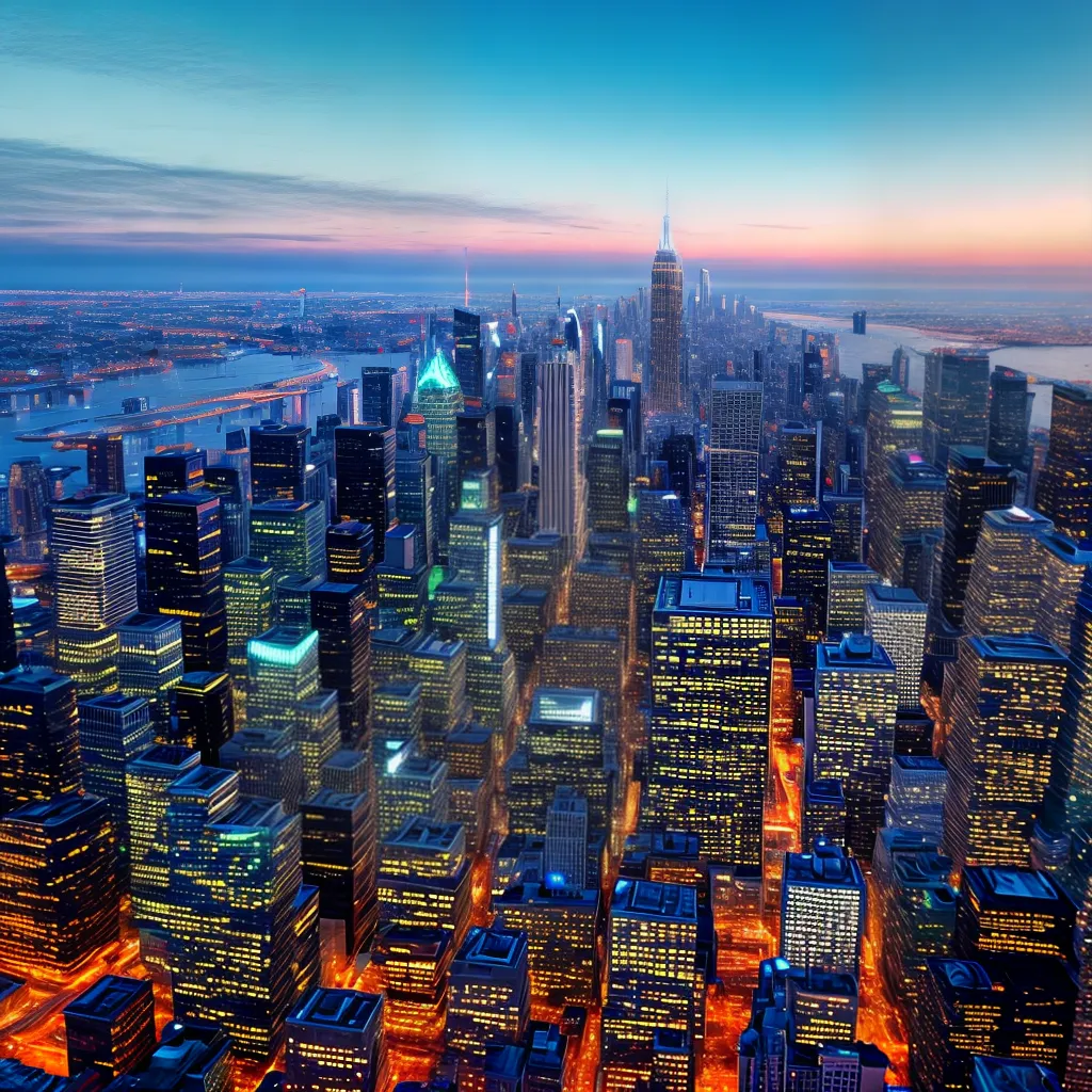 cidade futurista holografia cores vivas