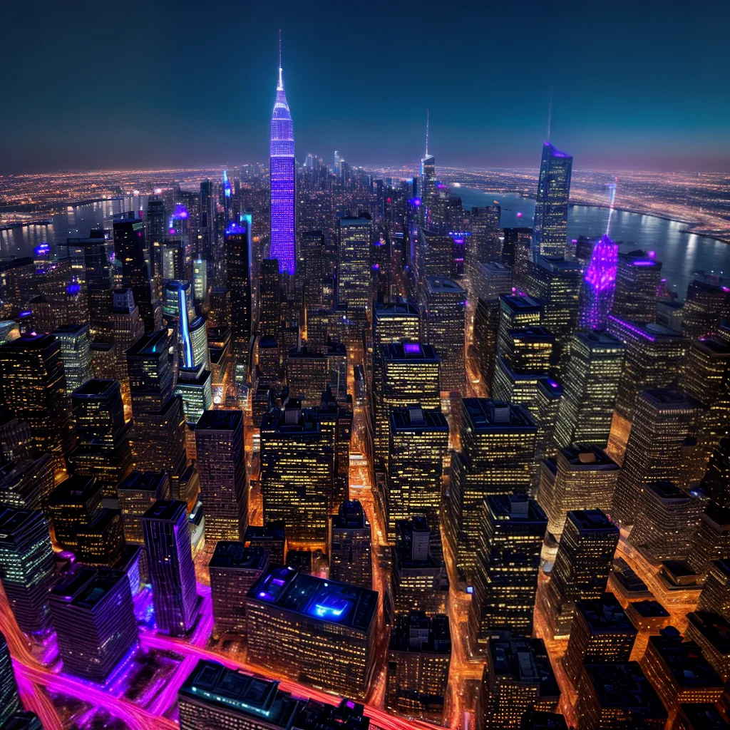 cidade futurista arranha ceus veiculos luzes cidade futurista arranha ceus veiculos luzes