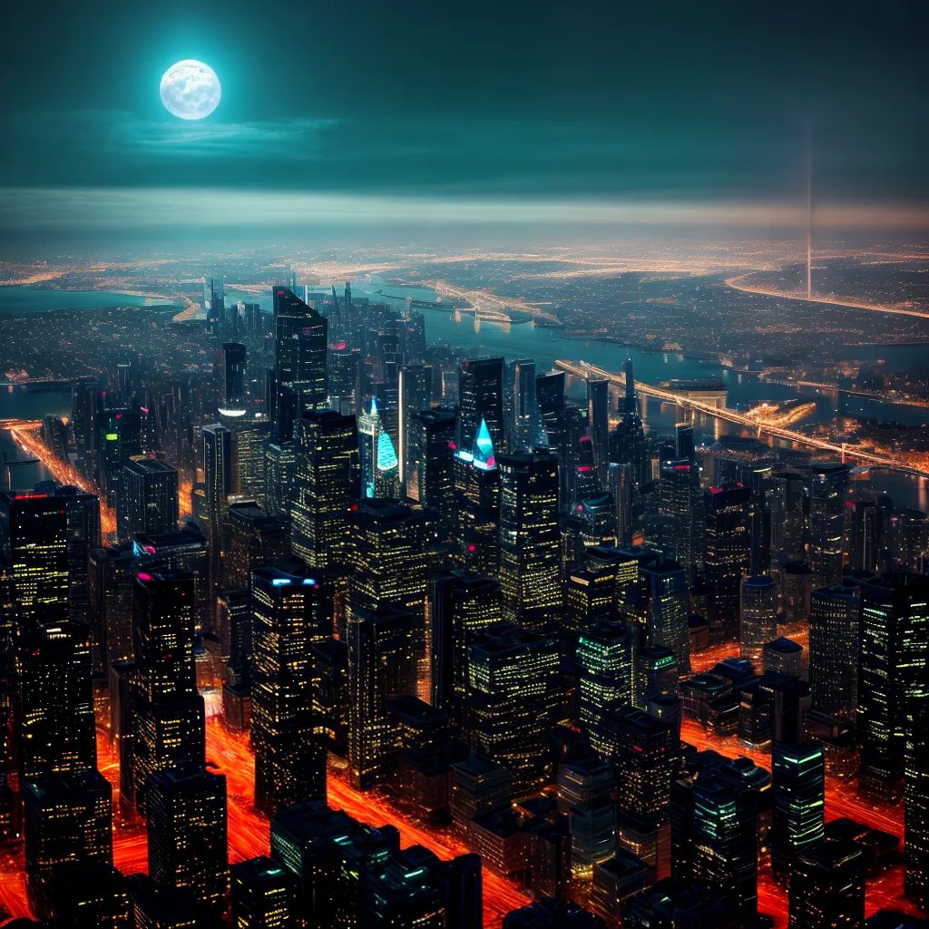 cidade futurista noite arranha ceus cidade futurista noite arranha ceus