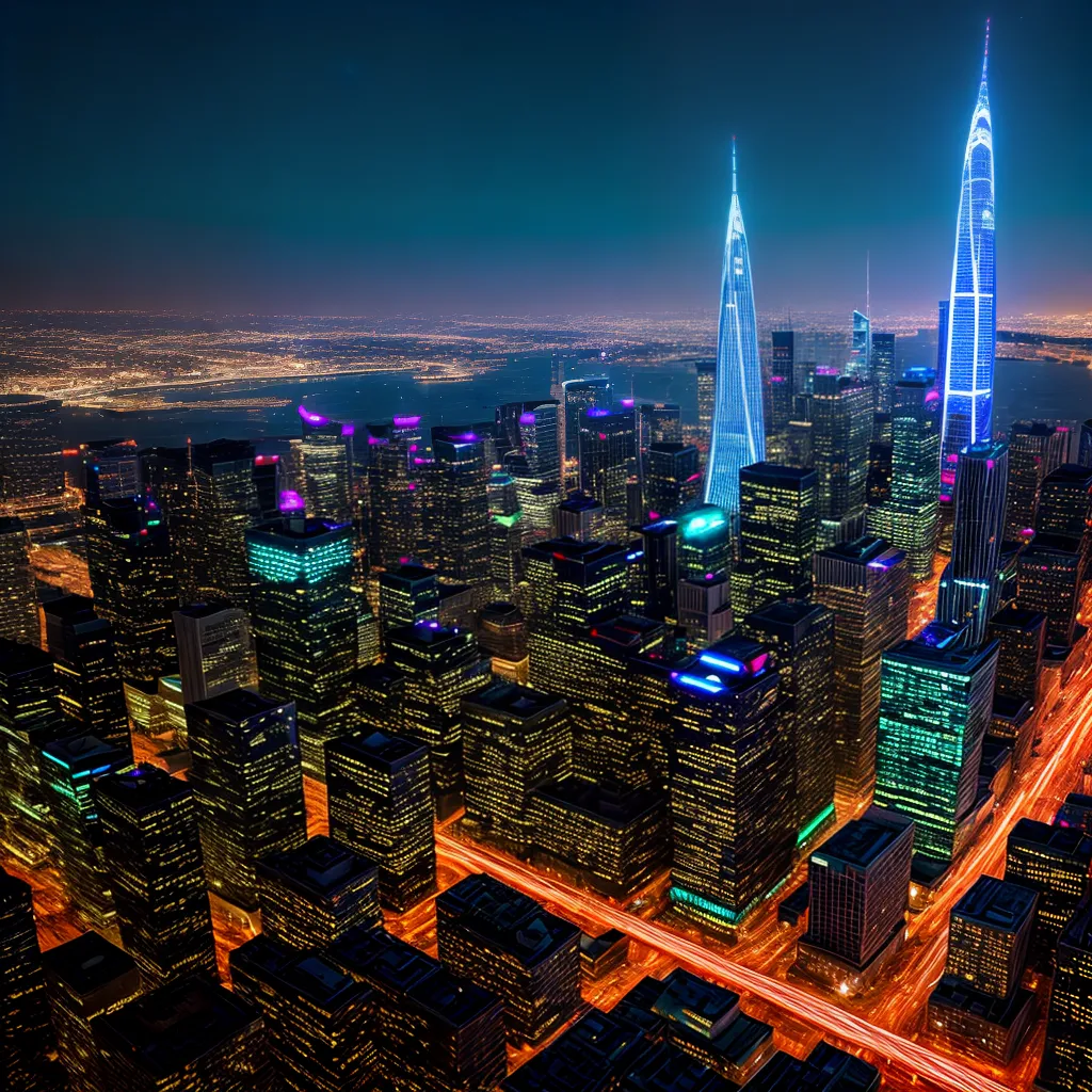 cidade futurista noite arranha ceus 1