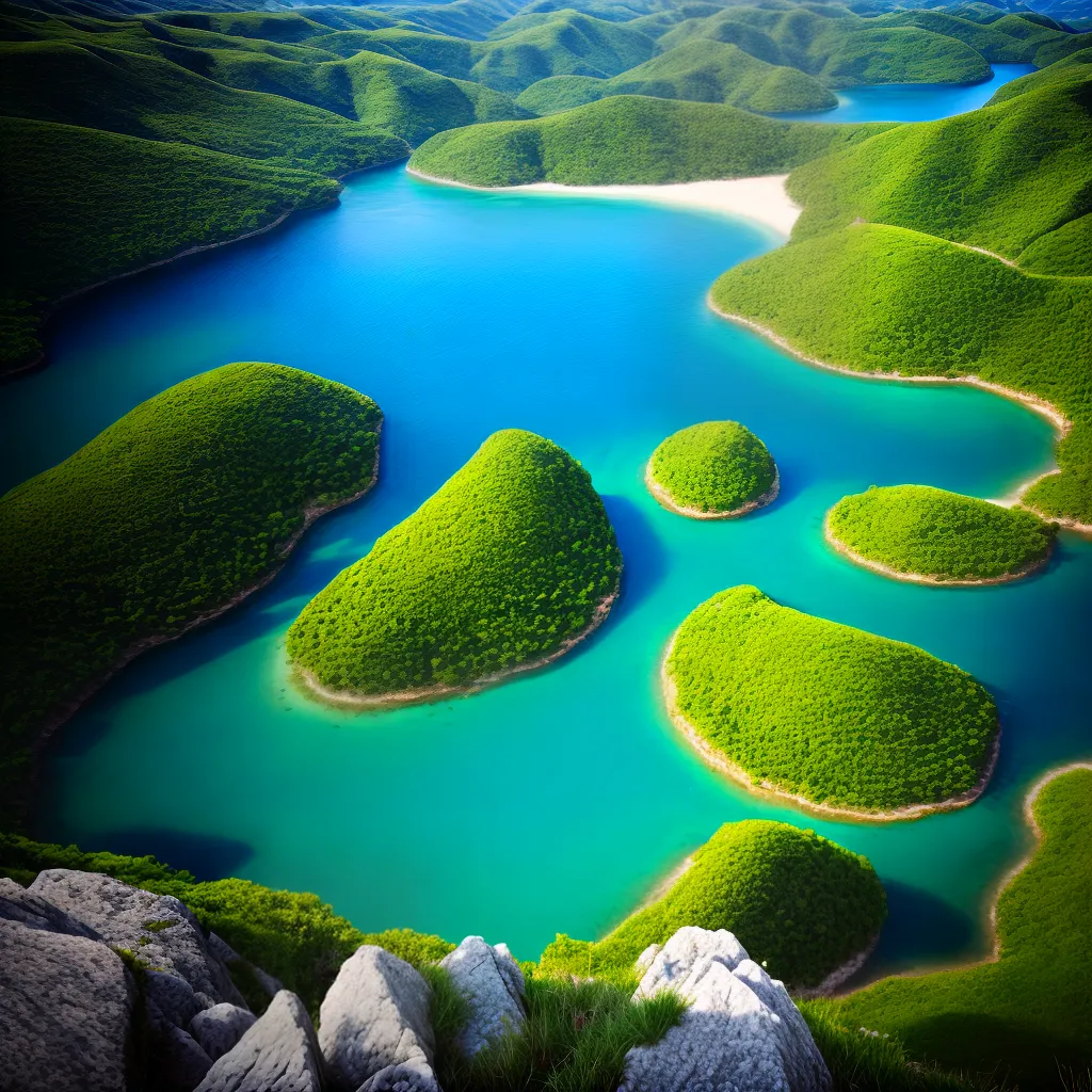 paisagem surrealista ilhas arvores