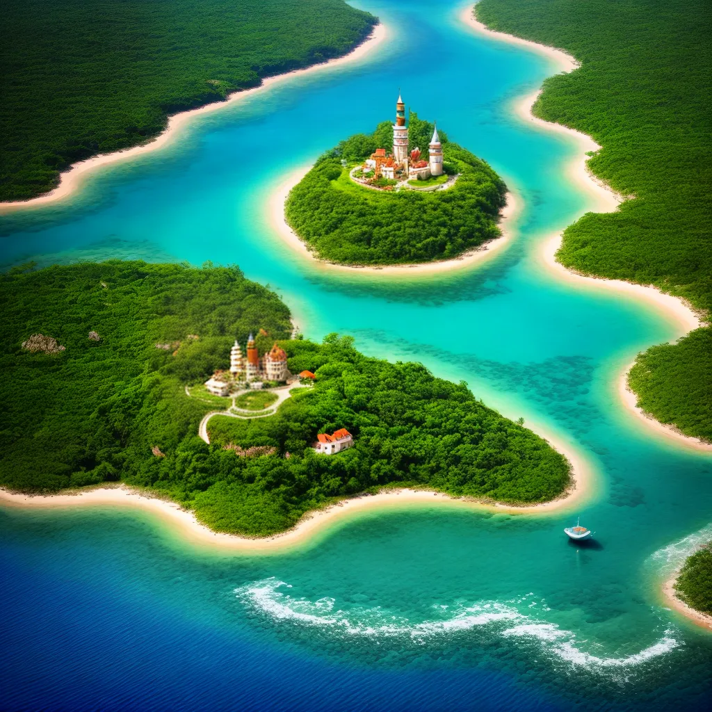 paisagem sonho ilhas cores criaturas