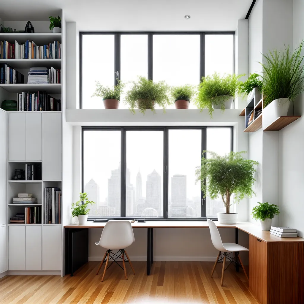 escritorio branco minimalista janela planta