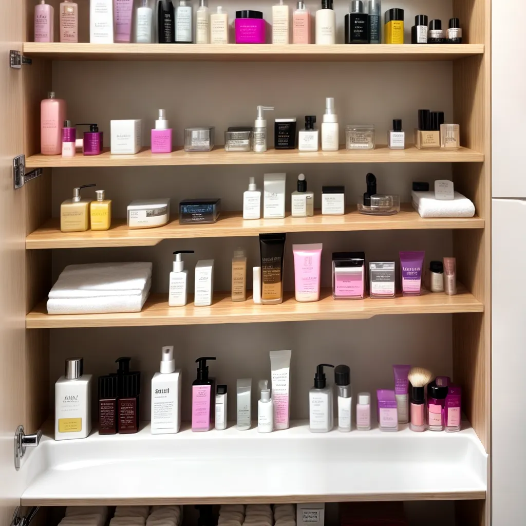 prateleira organizada produtos beleza 10