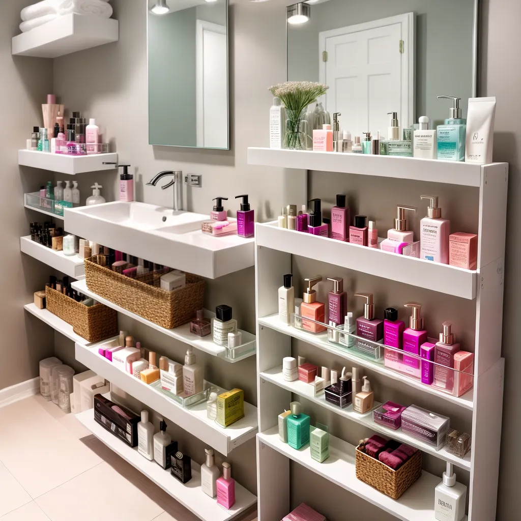 prateleira banheiro organizada produtos beleza