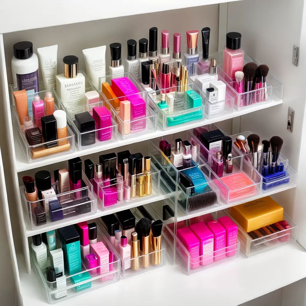 prateleira organizada produtos beleza 14
