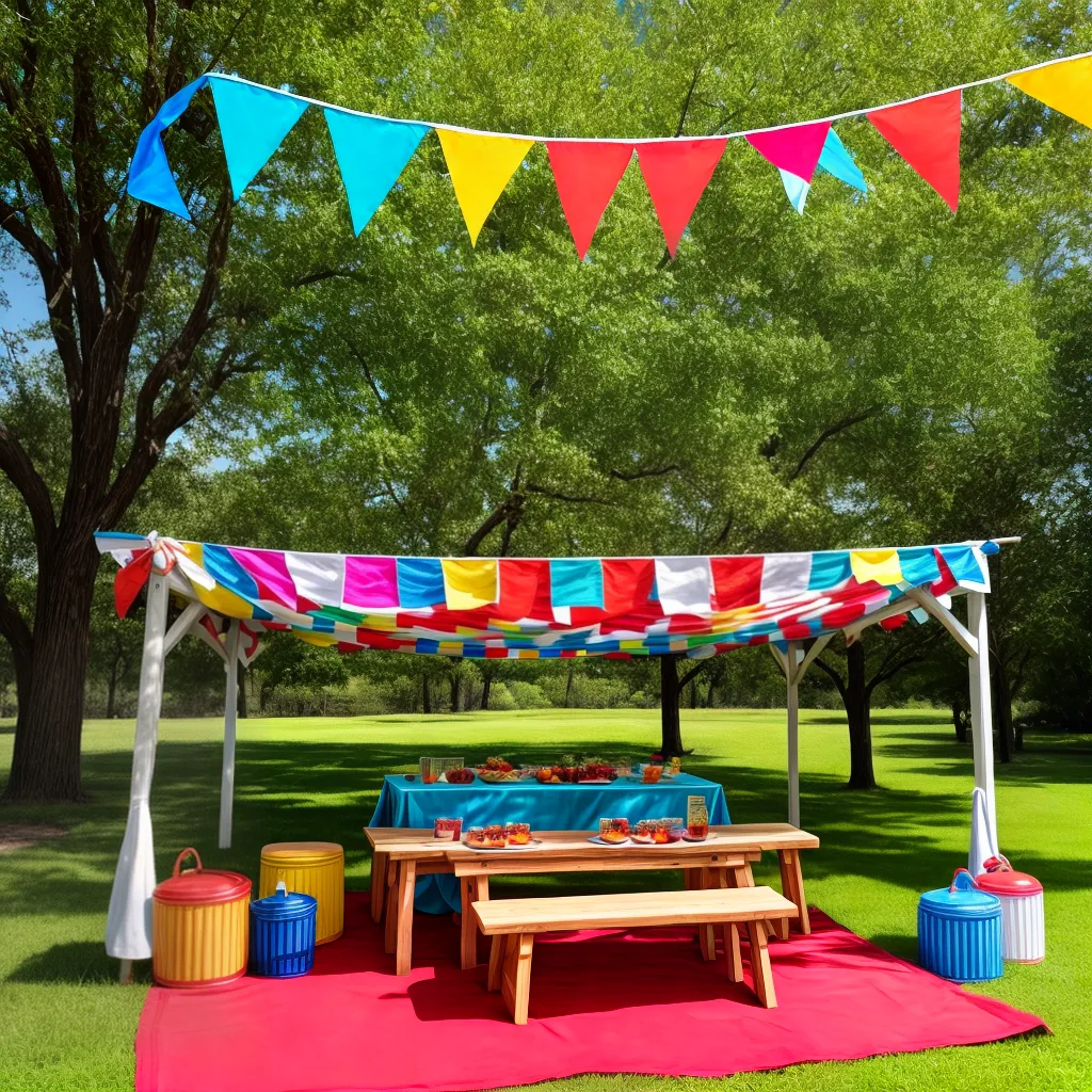mesa picnic doces coloridos ar livre