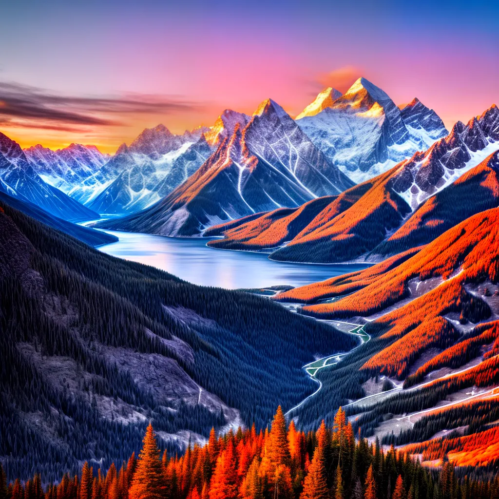 montanhas neve por do sol inspiracao