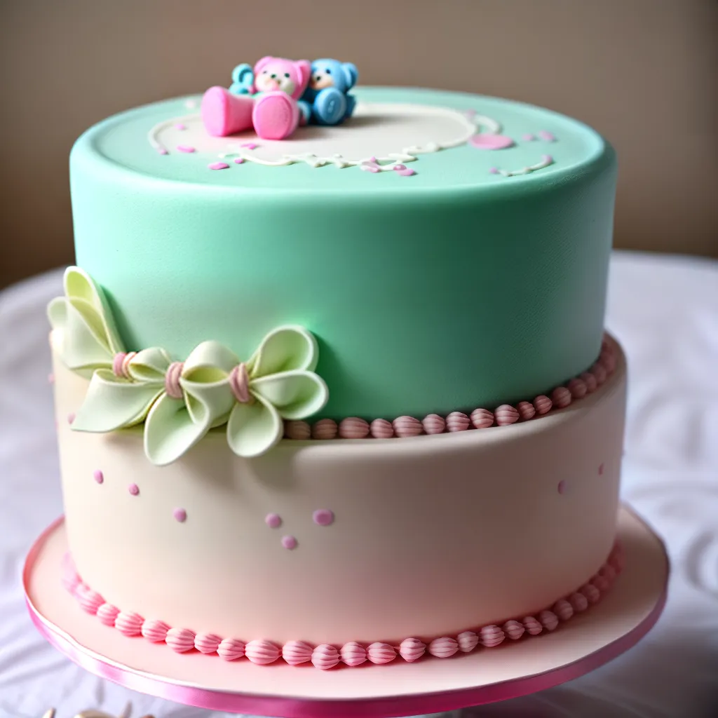 bolo cha de bebe pastel fondant