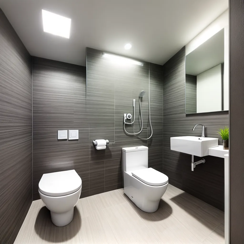 banheiro moderno bidet inteligente espelho led