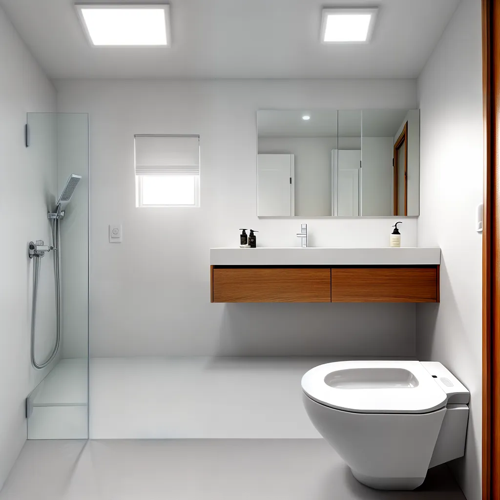 banheiro tecnologico espelho inteligente banheira luzes led