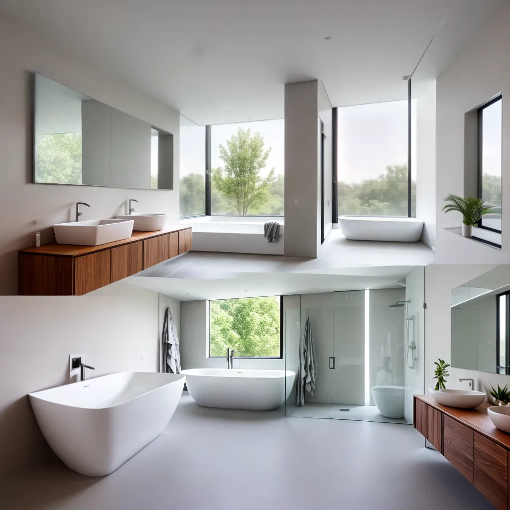 banheiro moderno banheira janelas tiles