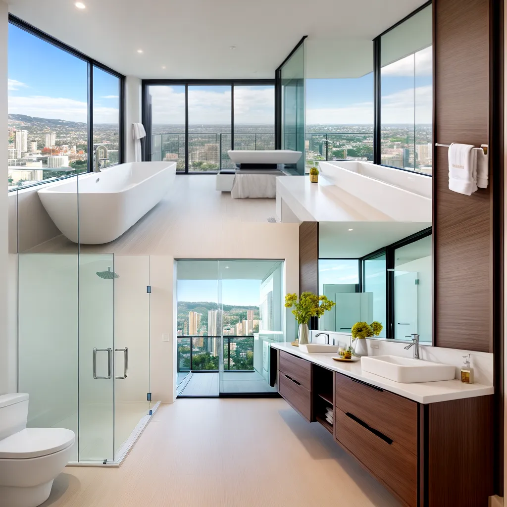 banheiro moderno vaidade flutuante banheira