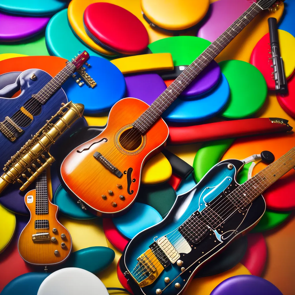 papel de parede instrumentos musicais coloridos