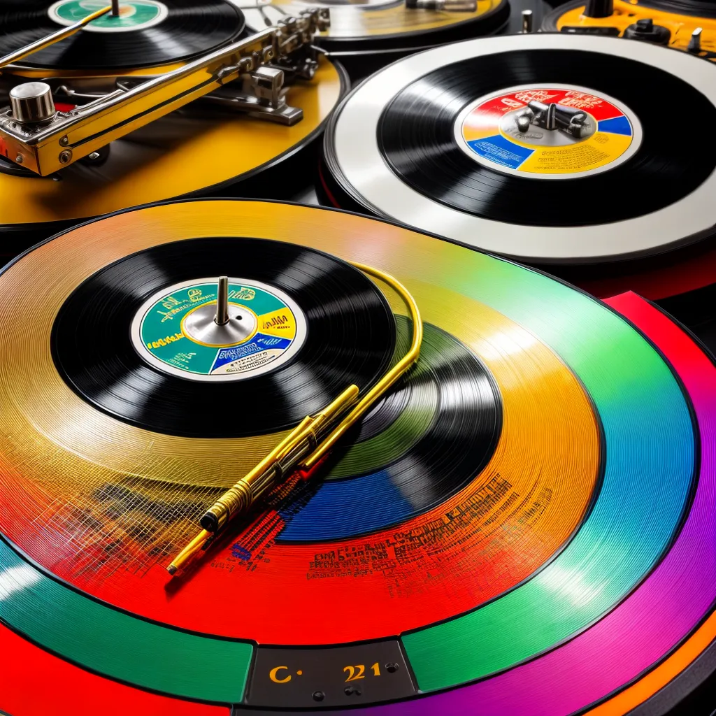 vinil girando turntable posters vintage