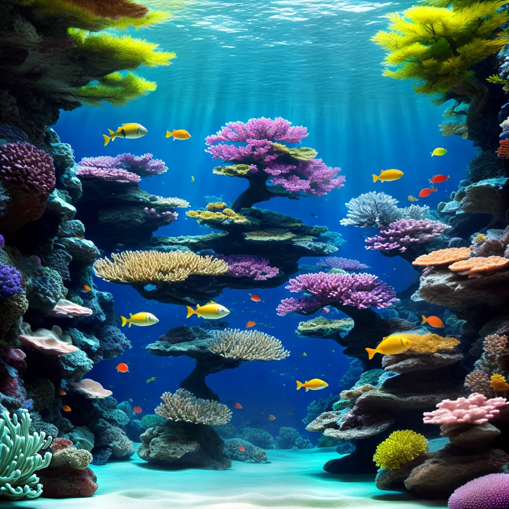 cena subaquatica peixes coral luzes