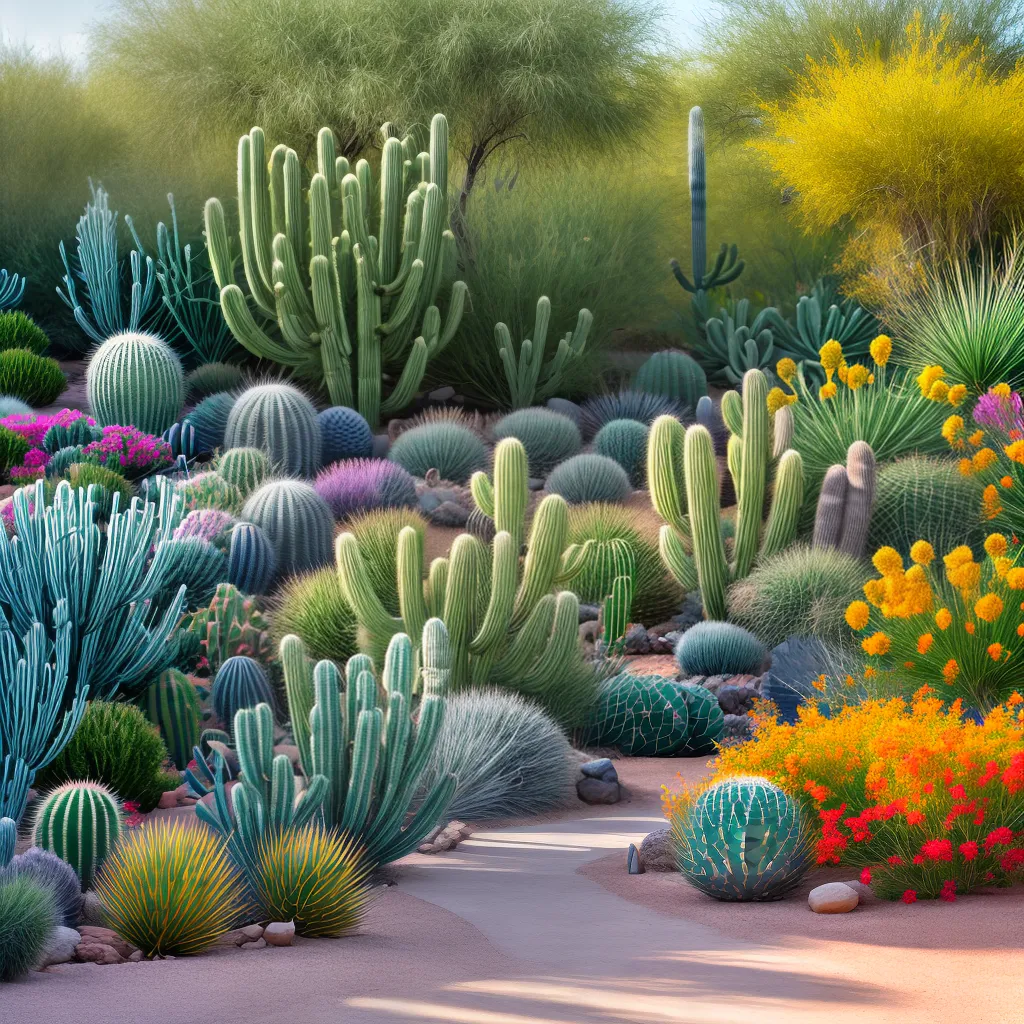 jardim deserto cactos vibrante