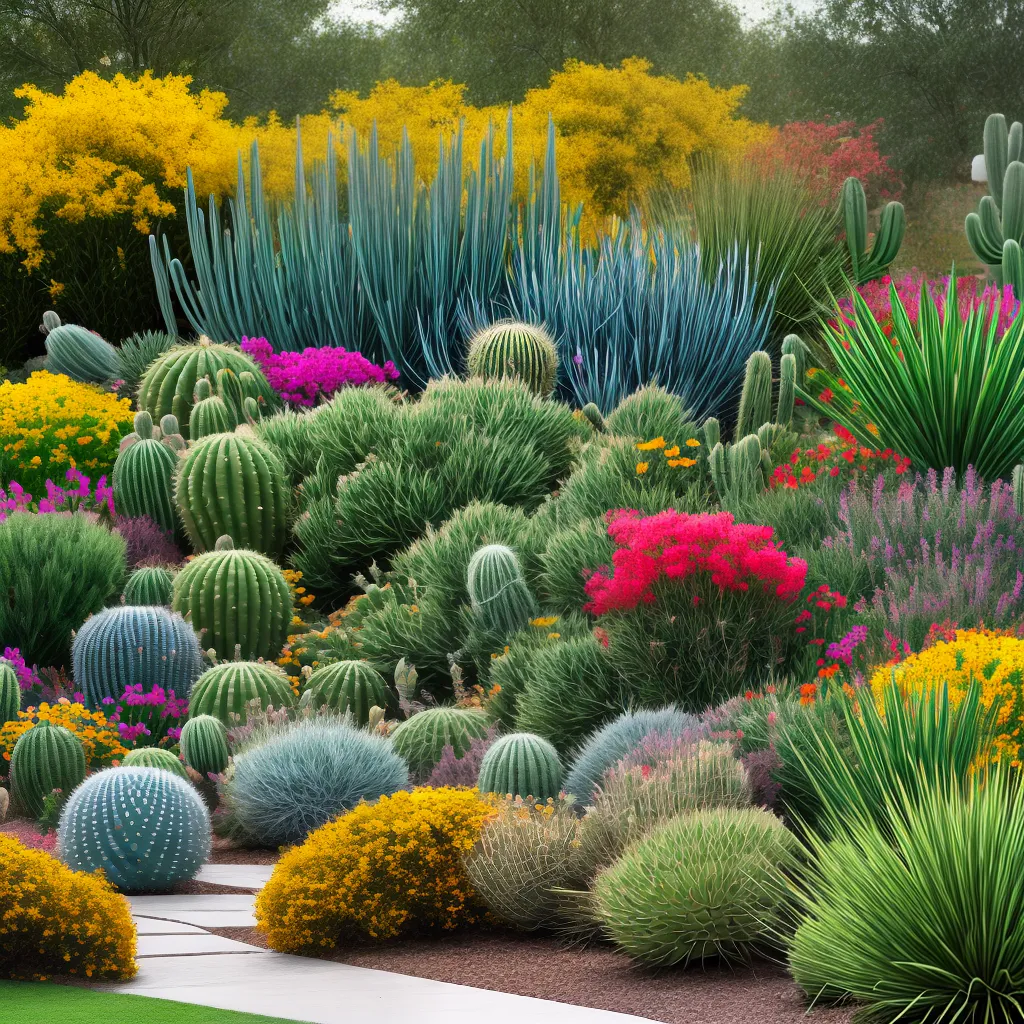 jardim cactos diversos coloridos