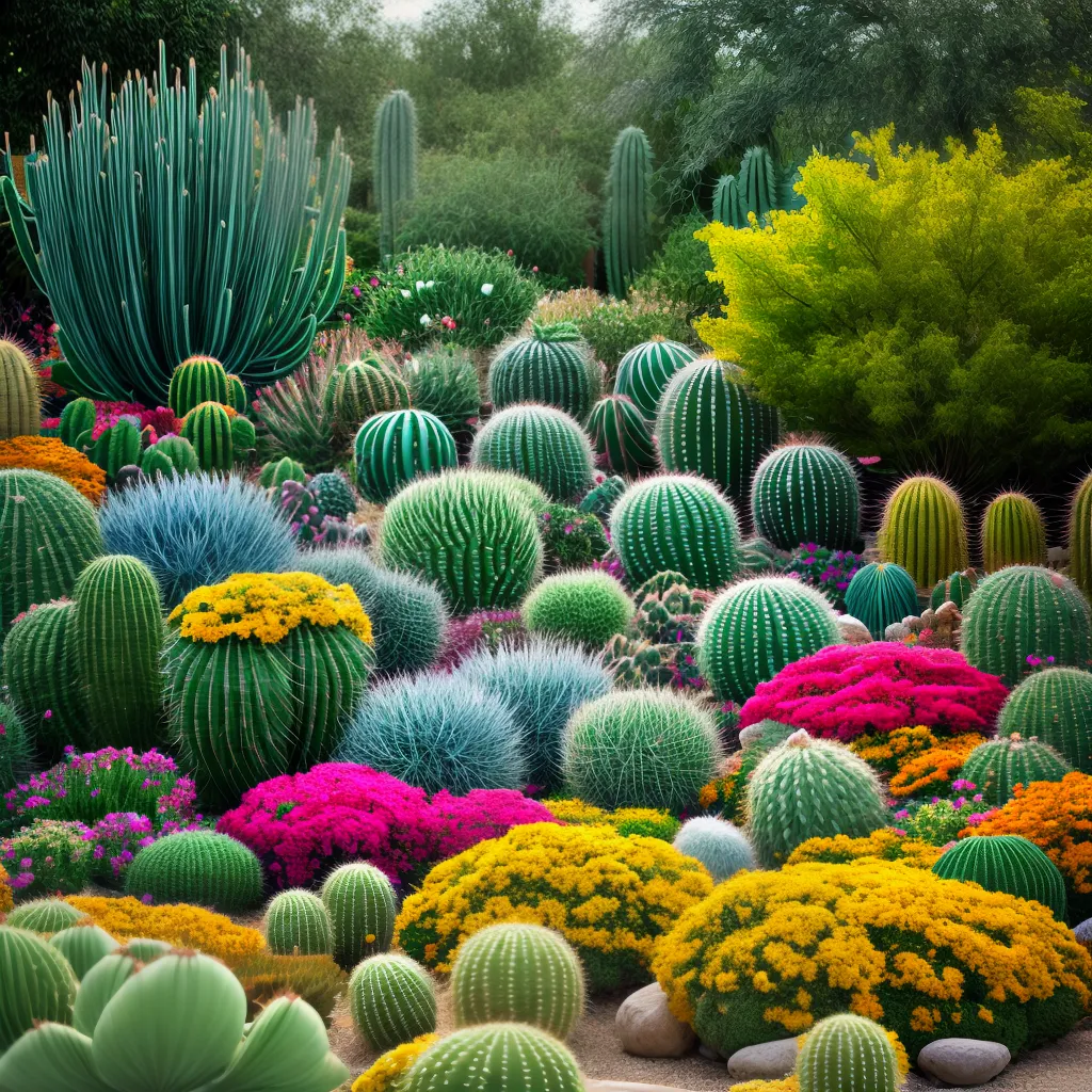 jardim cactos diversos formas cores
