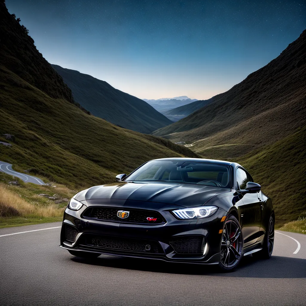 carro esporte preto estrada montanha