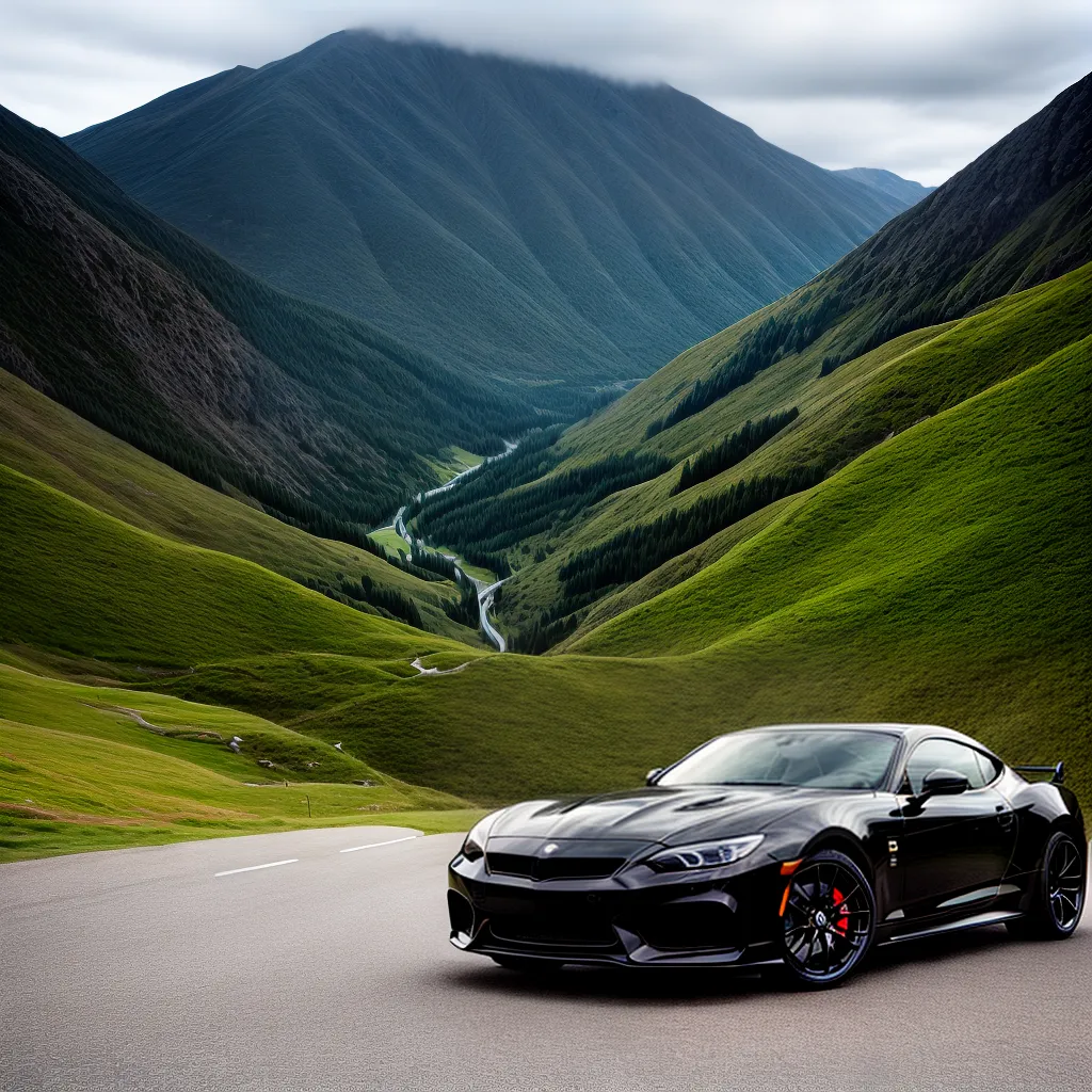 carro esporte preto montanha paisagem