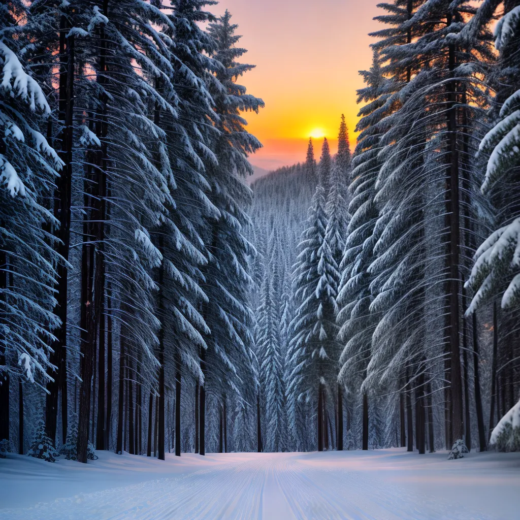 inverno floresta neve crepusculo