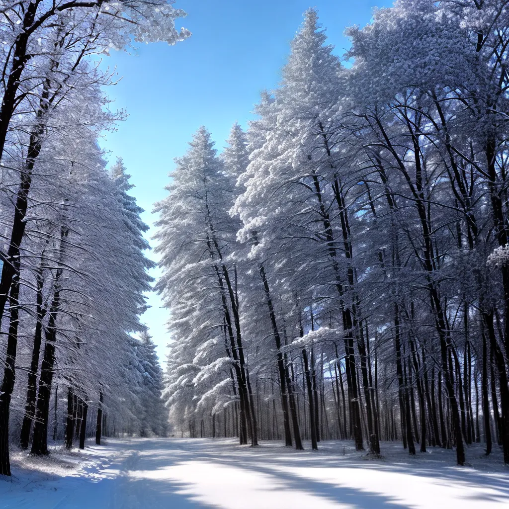 paisagem inverno arvores neve ceu
