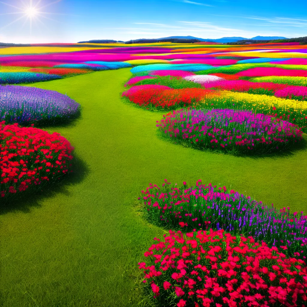 campo flores coloridas ceu azul