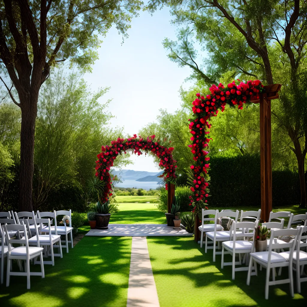 casamento ao ar livre arco madeira cactos
