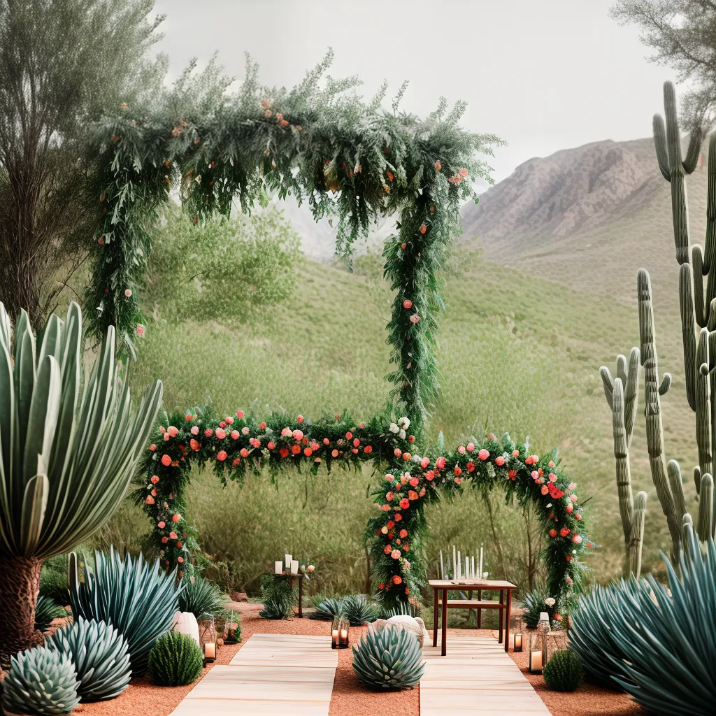 casamento ao ar livre arco madeira cactos 2