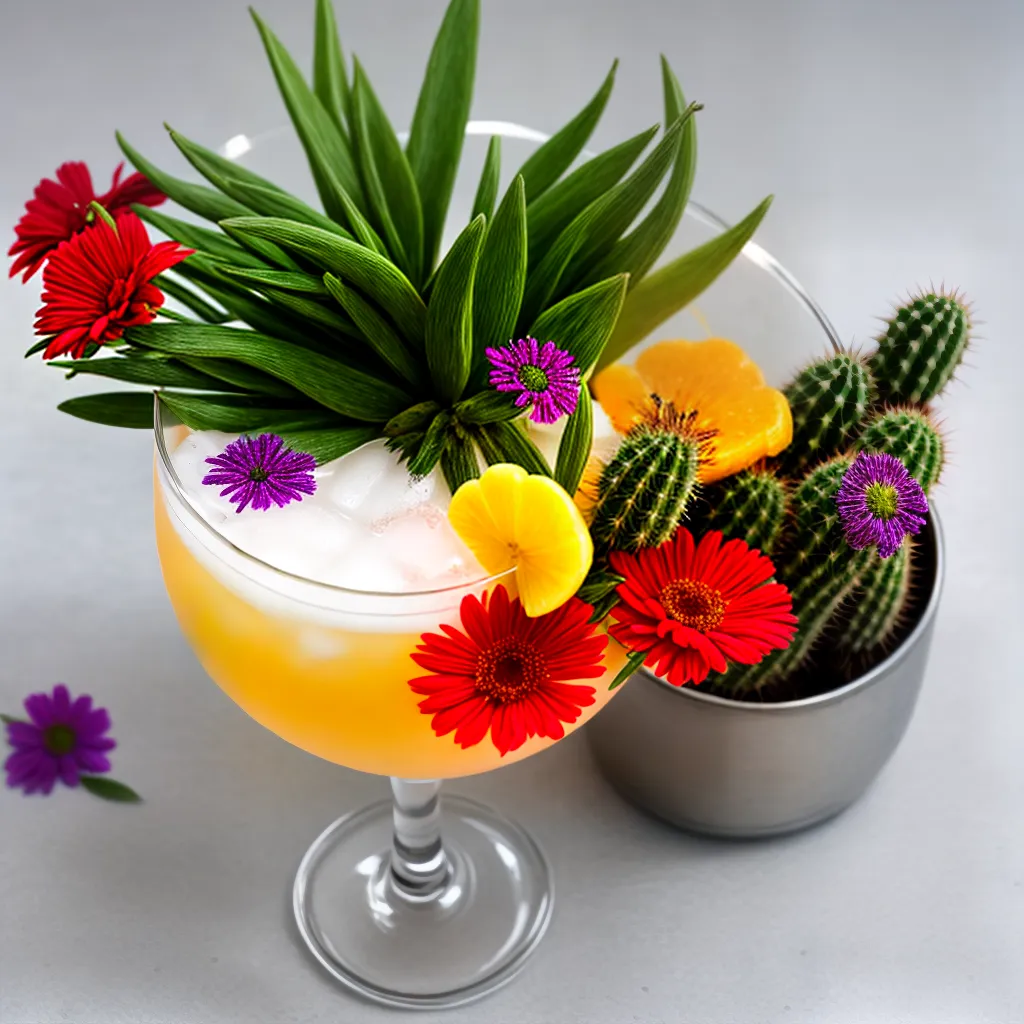 cocktail colorido frutas cacto