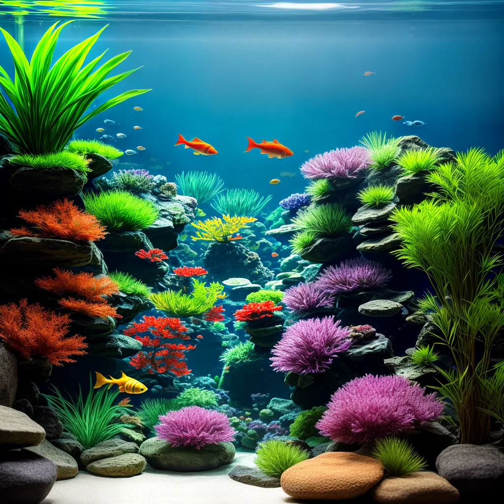 aquario colorido peixes plantas aquaticas 2
