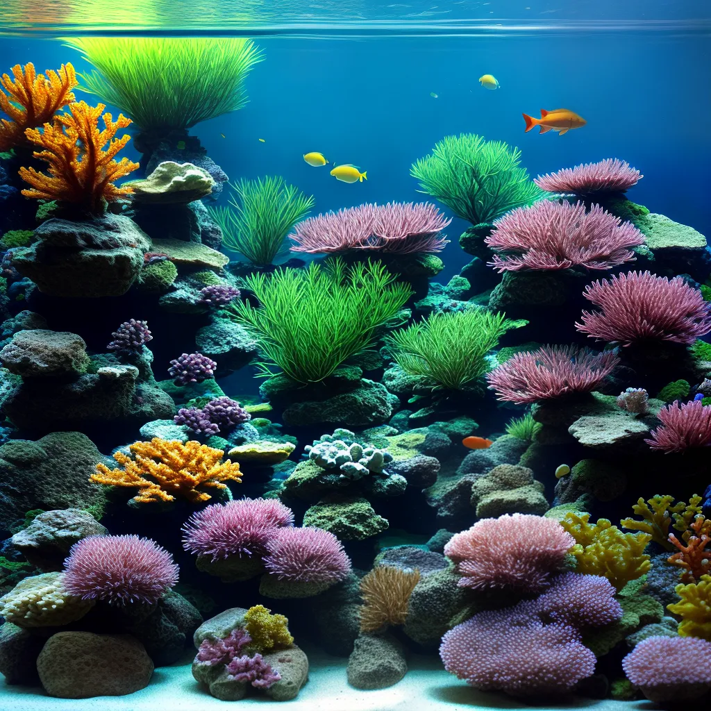 aquario peixes tropicais coral iluminado