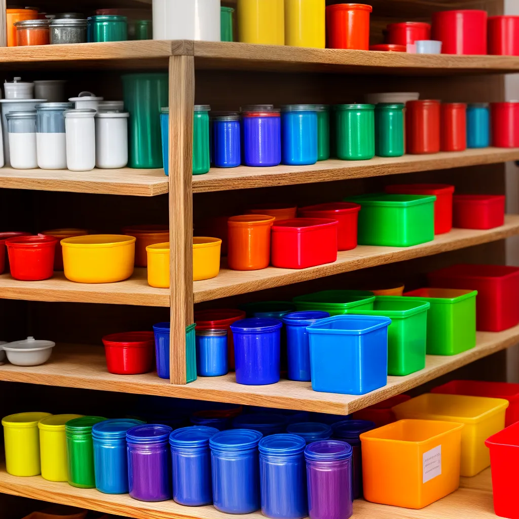 stand artesanal colorido produtos decorativos