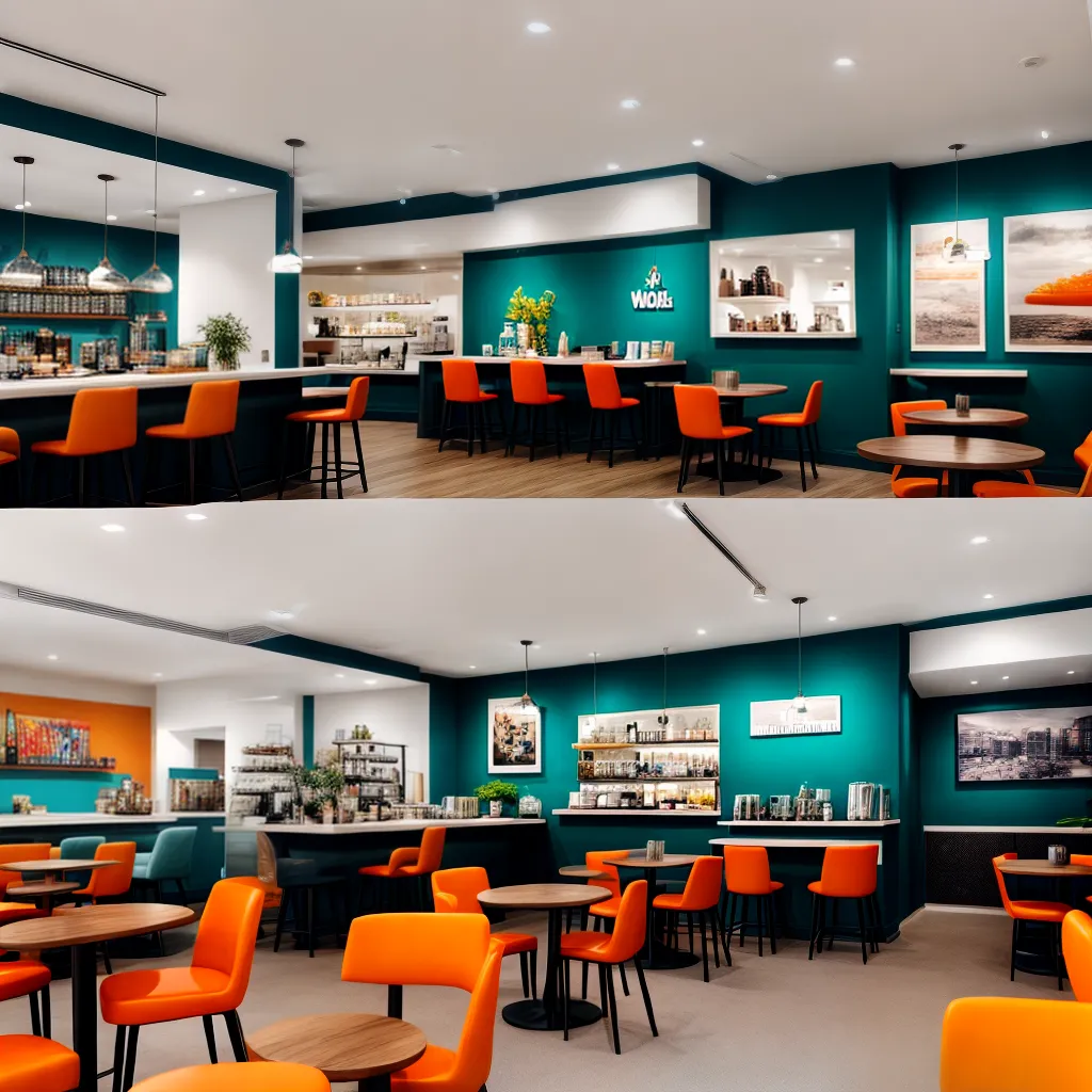 cafeteria moderna esquema cores vibrantes