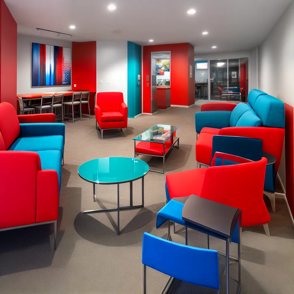 espaco comercial moderno paleta colorida
