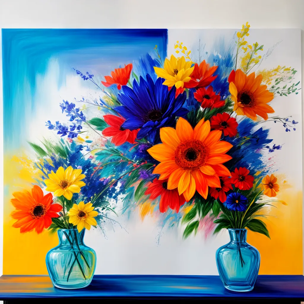 pintura abstrata cores vibrantes flores