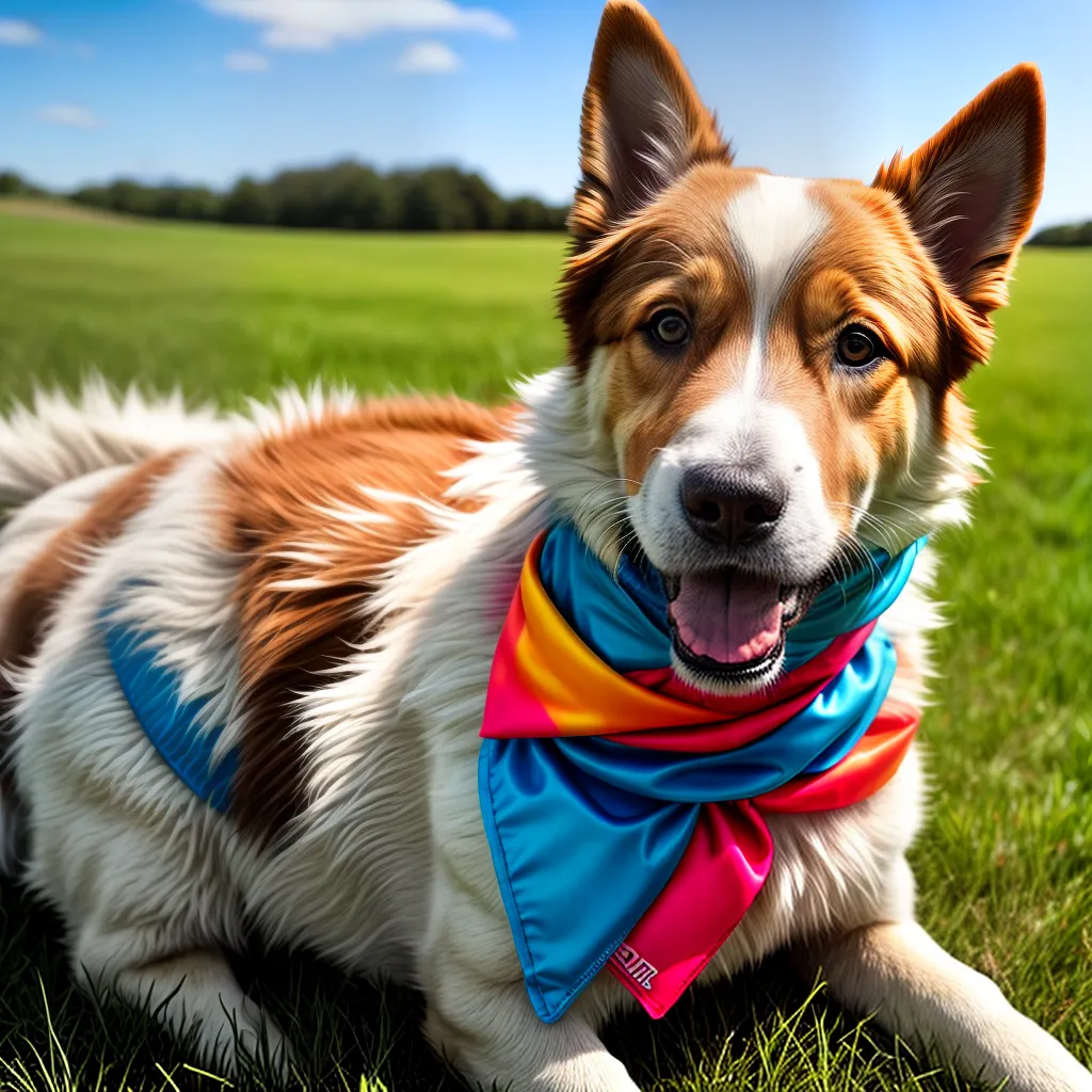 cachorro fofo bandana colorida campo cachorro fofo bandana colorida campo