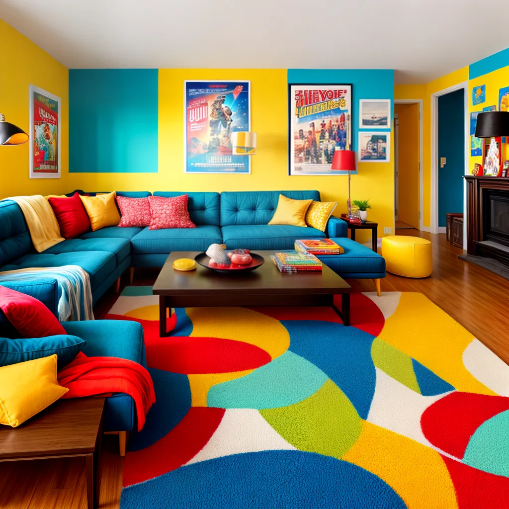 sala cinema vibrante cores