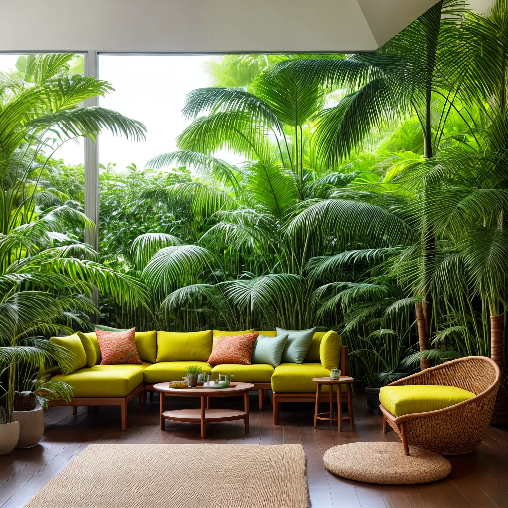 sala vibrante paleta tropical folhagem sala vibrante paleta tropical folhagem