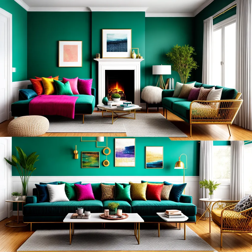 sala decorada cores texturas sofa
