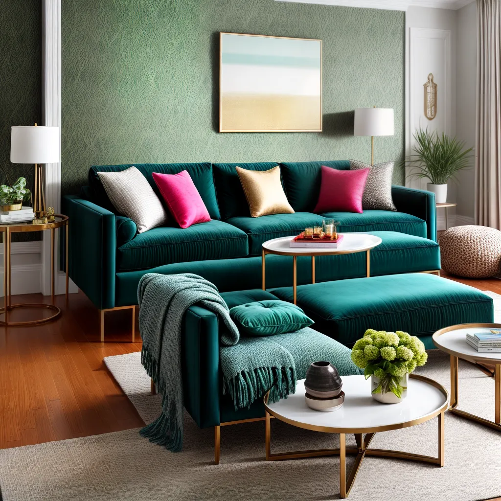 sala vibrante texturas cores sofa veludo