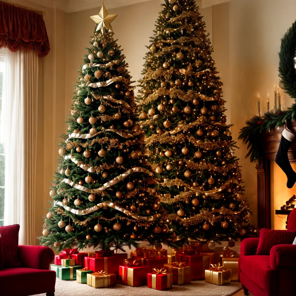 arvore natal decorada luxo sala sofisticada
