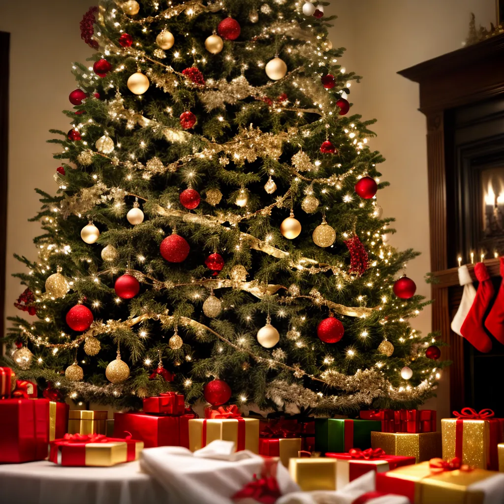 arvore natal luxo ornamentos luzes 1
