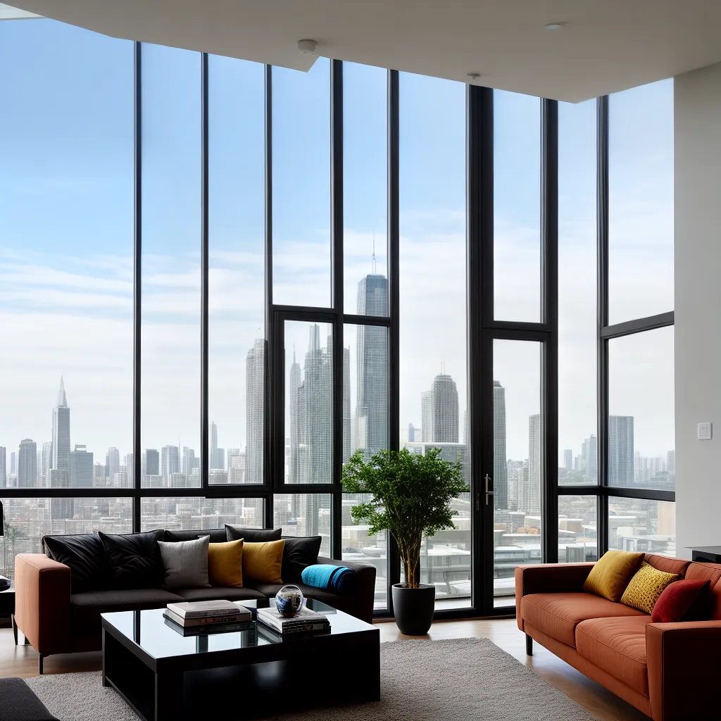 apartamento moderno janelas vista skyline apartamento moderno janelas vista skyline